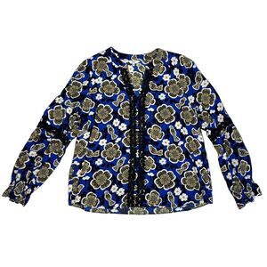 Crown & Ivy Woman's Blouse Long Sleeve Peasant Print Top Size Large